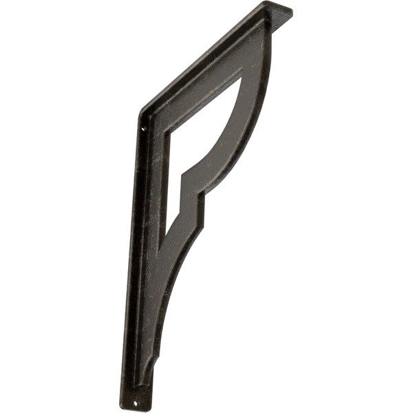 Ekena Millwork Bradford Wrought Iron Bracket, (Single center brace), Antiqued Warm Silver 1 1/2"W x 10"D x 12"H BKTM01X10X12SBRAWS - main